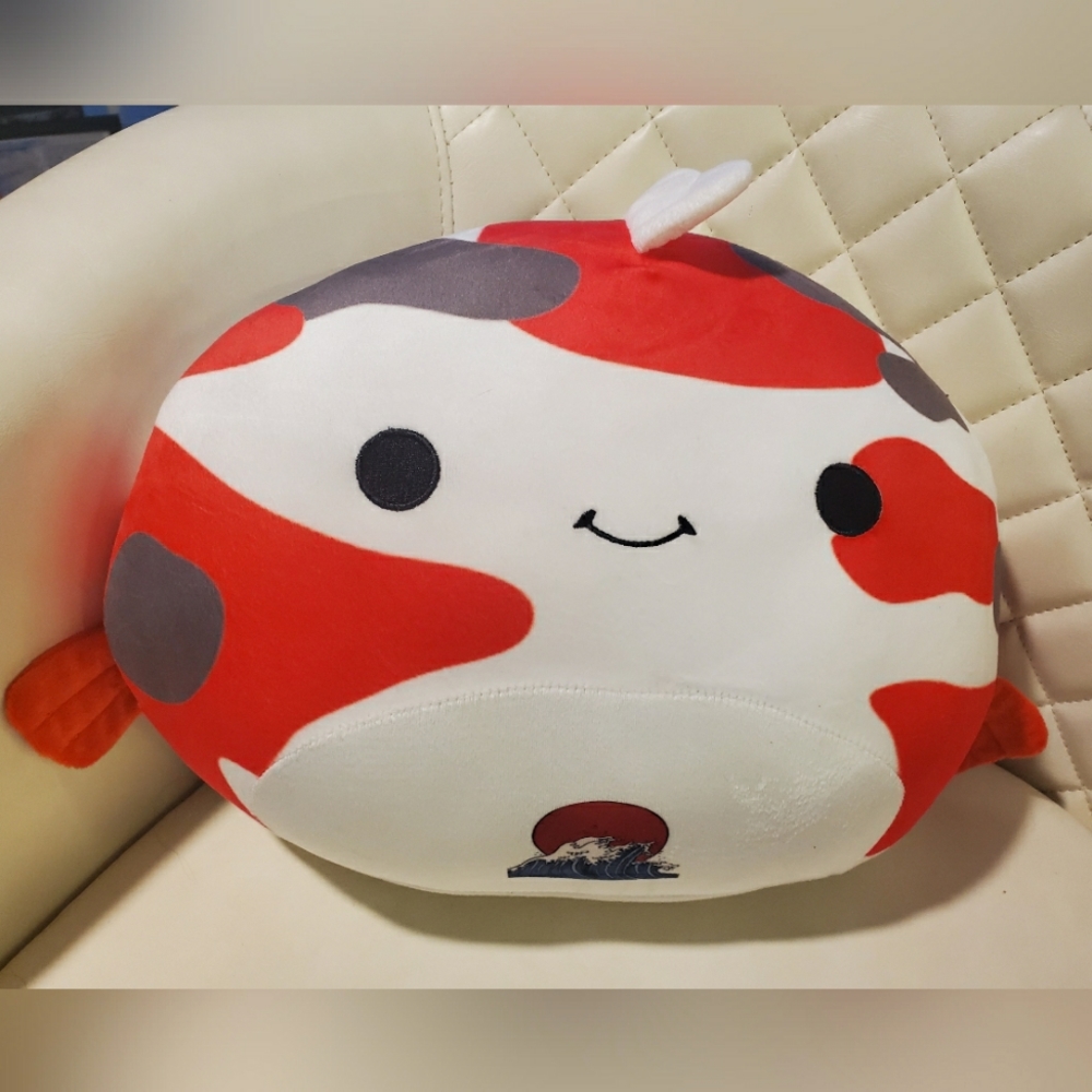 Koi Fish Plush ~ Squishy Super Soft White Orange Goldfish Koi